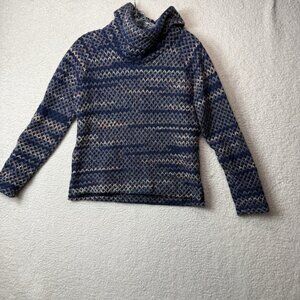 Kuhl Rogue Chunky Knit Blue Gray Funnel Cowl Neck Wool blend Sweater Size XS